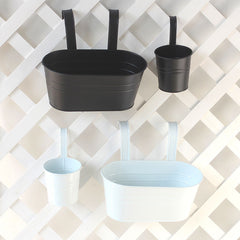 Detachable Double Hook Oval Metal Planter for Balcony