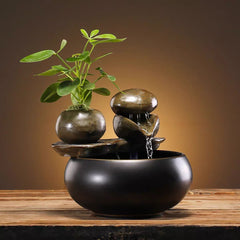 Minimalist Small Ceramic Water Feature for Zen Decor
