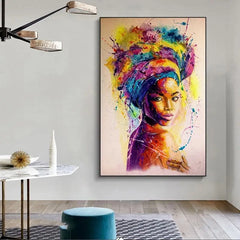 African Woman Graffiti Art Canvas Wall Poster 15.7x23.6"