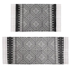 Black & White Bohemian Tassel Indoor Area Rug
