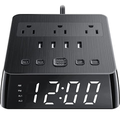 LED Alarm Clock with USB and Power Socket Outlet
