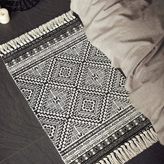Black & White Bohemian Tassel Indoor Area Rug