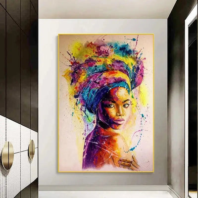African Woman Graffiti Art Canvas Wall Poster 15.7x23.6