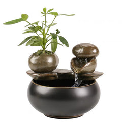 Minimalist Small Ceramic Water Feature for Zen Decor
