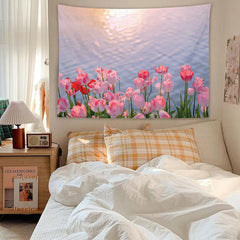 Tulip Bedroom Tapestry for Dorm Decor, Polyester Design