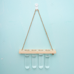 3-Layer Solid Wood Hydroponic Glass Vase Wall Decor