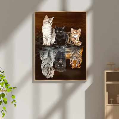 Diamond Painting Kit - DIY 5D Tiger Cat Art (11.8x15.7in)
