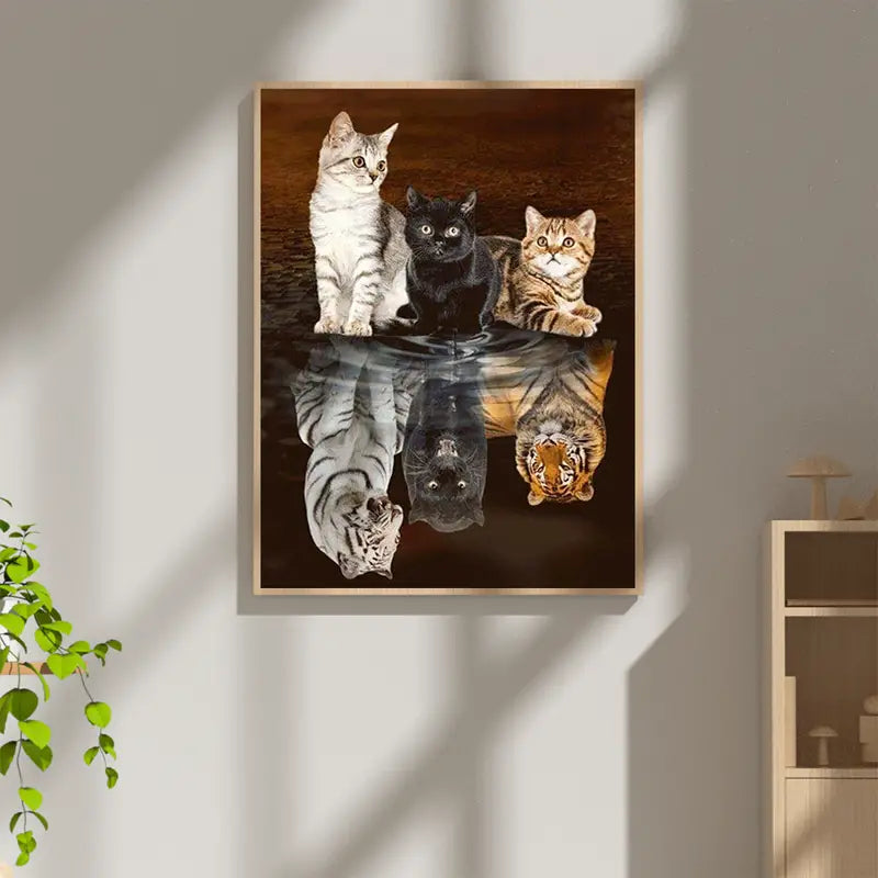 Diamond Painting Kit - DIY 5D Tiger Cat Art (11.8x15.7in)