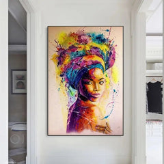 African Woman Graffiti Art Canvas Wall Poster 15.7x23.6"