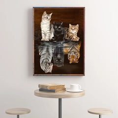 Diamond Painting Kit - DIY 5D Tiger Cat Art (11.8x15.7in)