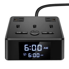 LED Alarm Clock with USB and Power Socket Outlet