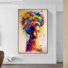 African Woman Graffiti Art Canvas Wall Poster 15.7x23.6"