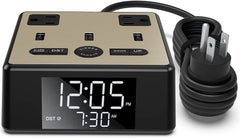 LED Alarm Clock with USB and Power Socket Outlet