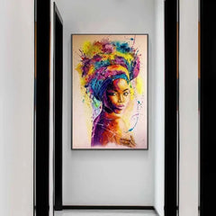 African Woman Graffiti Art Canvas Wall Poster 15.7x23.6"