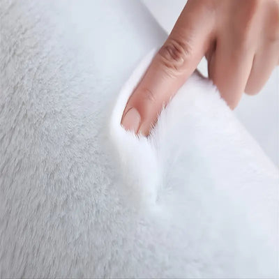 1pc Round Faux Fur Fluffy Area Rug for Bedroom