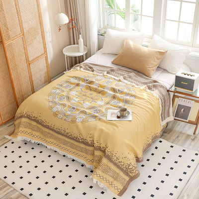 New Cotton Tassel Blanket for All Seasons (Double/Sofa)