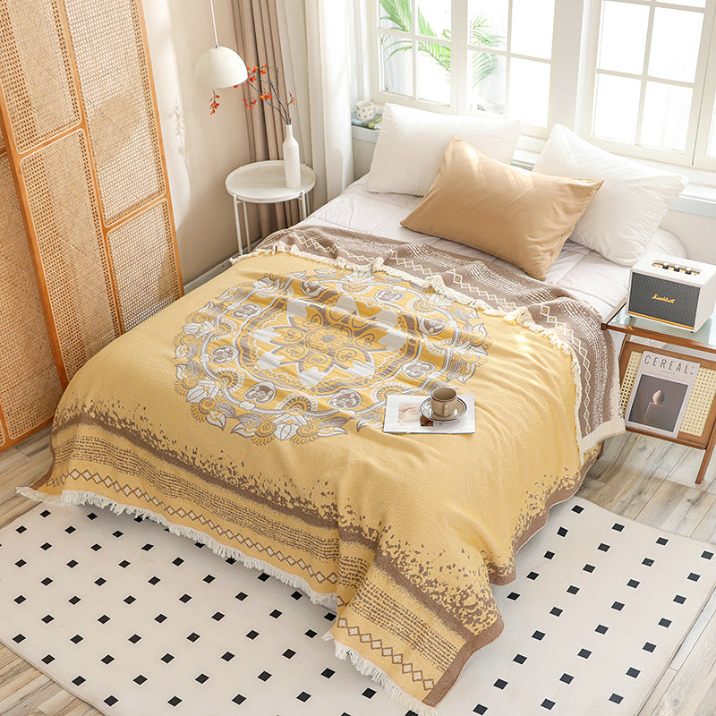 New Cotton Tassel Blanket for All Seasons (Double/Sofa)