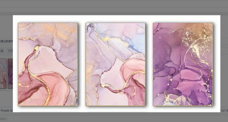 3pcs Pink Purple Golden Marble Liquid Art Wall Posters