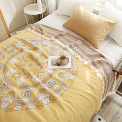 New Cotton Tassel Blanket for All Seasons (Double/Sofa)