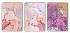 3pcs Pink Purple Golden Marble Liquid Art Wall Posters