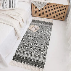 Black & White Bohemian Tassel Indoor Area Rug
